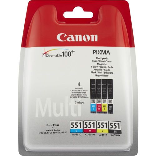 Canon 551 - Pack de 4 cartouches d'encre - noir, cyan, magenta, jaune (6509B008)