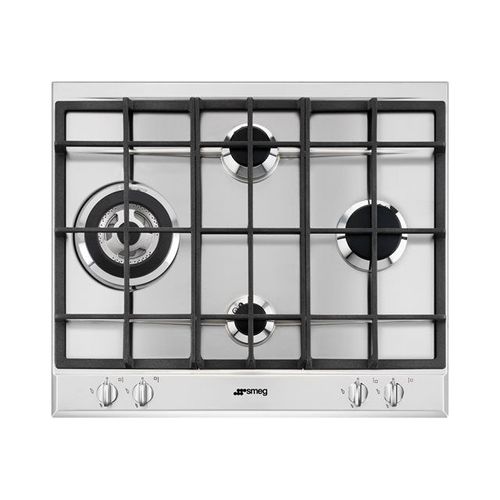 Smeg Selection P261XGH - Table de cuisson au gaz - 4 plaques de cuisson - Niche - largeur : 55.5 cm - profondeur : 47.8 cm - acier inoxydable