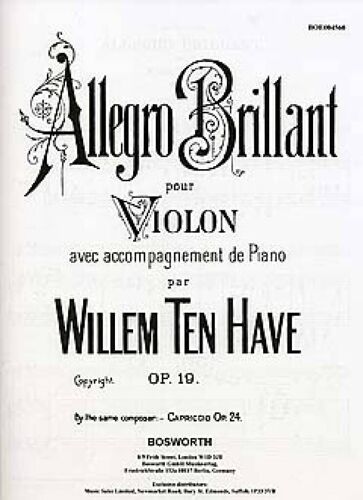 Ten-Have : Allegro Brillante Op.19 - Recueil Violon Et Piano Bwh004560 9781844498611