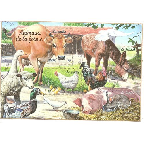 Bloc 69 (2004) Animaux De La Ferme Oblitéré Sur Fragment (Cote 5e) (Bloc)
