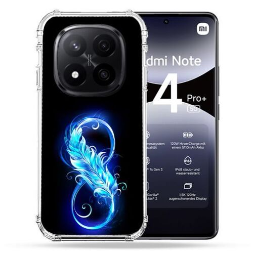 Coque Renforcée Pour Xiaomi Redmi Note 14 Pro Plus 5g Texture Plume Infini Bleu