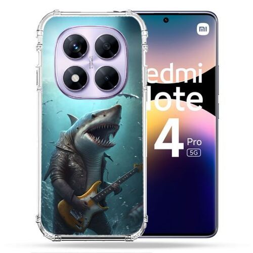 Coque Renforcée Pour Xiaomi Redmi Note 14 Pro 5g Musique Rock Requin