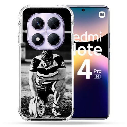 Coque Renforcée Pour Xiaomi Redmi Note 14 Pro 5g Sport Rugby Noir Blanc
