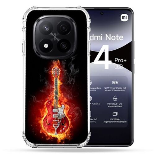 Coque Renforcée Pour Xiaomi Redmi Note 14 Pro Plus 5g Musique Guitare Electrique