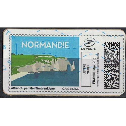 France Vignette Oblitérée Sur Fragment Used Mon Timbre En Ligne Falaises De Normandie Su