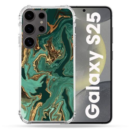 Coque Renforcée Pour Samsung Galaxy S25 Texture Marbre Vert