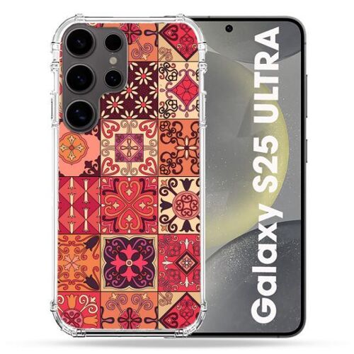 Coque Renforcée Pour Samsung Galaxy S25 Ultra Texture Carreau Ciment Rouge