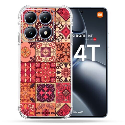 Coque Renforcée Pour Xiaomi 14t Pro Texture Carreau Ciment Rouge