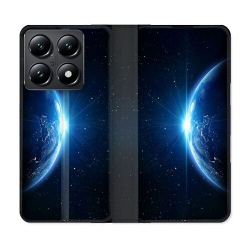 Housse Cuir Portefeuille Pour Xiaomi 14t Univers Planete Terre