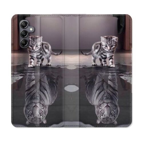 Housse Cuir Portefeuille Pour Samsung Galaxy A16 5g Animal Chat Reflet