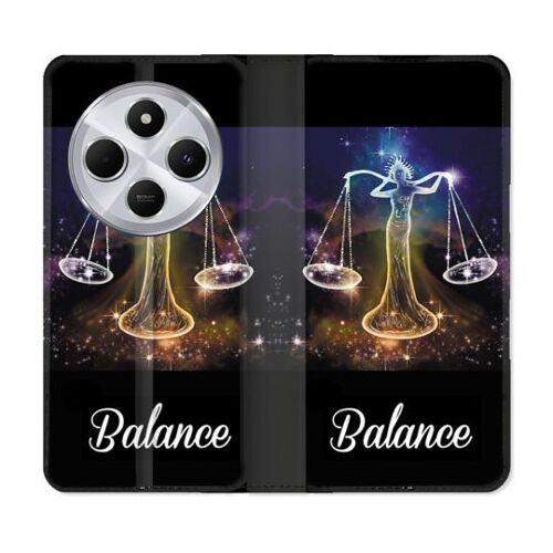 Housse Cuir Portefeuille Pour Xiaomi Redmi 14c 4g Signe Zodiaque 2 Balance