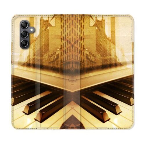 Housse Cuir Portefeuille Pour Samsung Galaxy A16 5g Musique Piano Retro