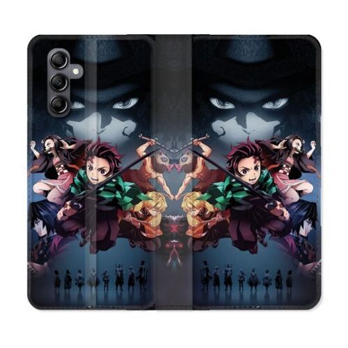 Housse Cuir Portefeuille Pour Samsung Galaxy A16 5g Manga Demon Slayer Noir