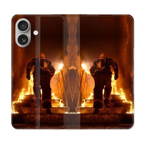 Housse Cuir Portefeuille Pour Iphone 16 Pompier Escalier