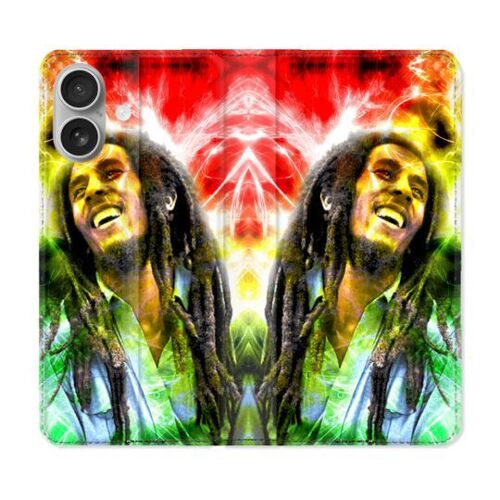 Housse Cuir Portefeuille Pour Iphone 16 Plus Musique Bob Marley Color