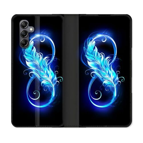 Housse Cuir Portefeuille Pour Samsung Galaxy A16 5g Texture Plume Infini Bleu