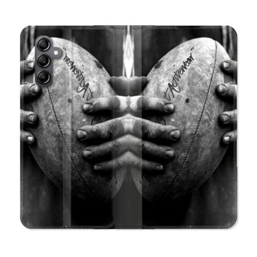 Housse Cuir Portefeuille Pour Samsung Galaxy A16 5g Sport Rugby Ballon Vintage