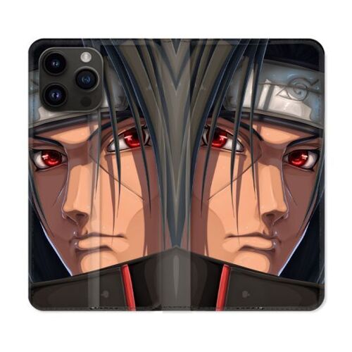 Housse Cuir Portefeuille Pour Iphone 16 Pro Manga Naruto Itachi Visage