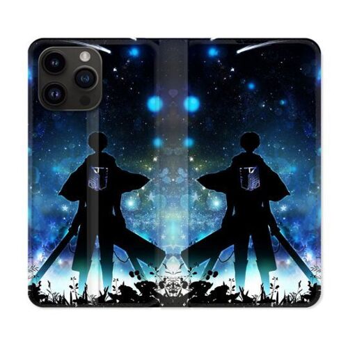 Housse Cuir Portefeuille Pour Iphone 16 Pro Manga Attaque Titans Levi