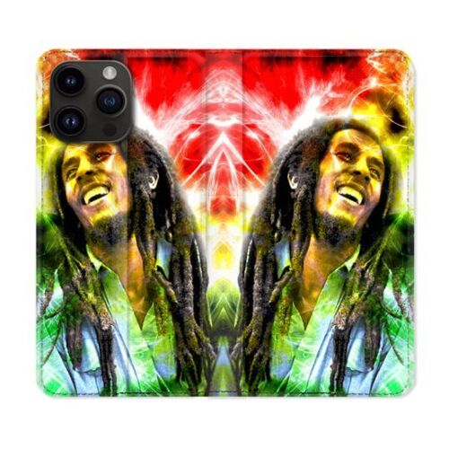 Housse Cuir Portefeuille Pour Iphone 16 Pro Musique Bob Marley Color
