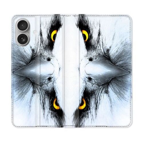 Housse Cuir Portefeuille Pour Samsung Galaxy A06 Animal Aigle Royal Blanc