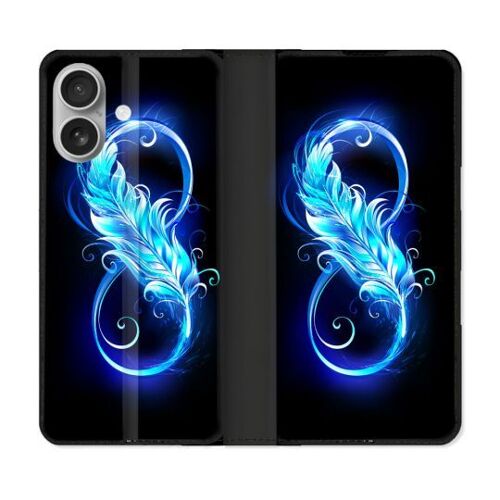 Housse Cuir Portefeuille Pour Samsung Galaxy A06 Texture Plume Infini Bleu