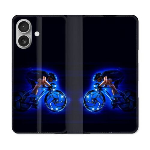 Housse Cuir Portefeuille Pour Samsung Galaxy A06 Sport Cyclisme Bleu