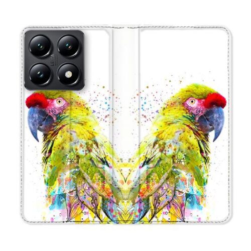 Housse Cuir Portefeuille Pour Xiaomi 14t Animal Perroquet Jaune