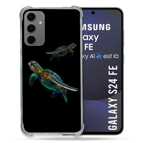 Coque Renforcée Pour Samsung Galaxy S24 Fe Animal Tortue Noire Multicolore