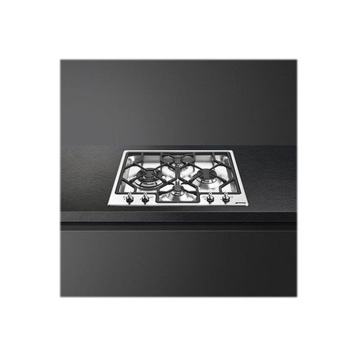 Smeg Classic PGF64-4 - Table de cuisson au gaz - 4 plaques de cuisson - Niche - largeur : 59.2 cm - profondeur : 48.8 cm - acier inoxydable