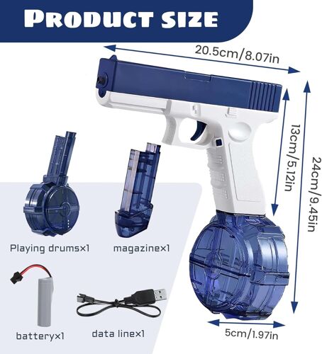 Pistolet À Eau Électrique, Pistolet À Eau Automatique Électrique, Water Gun For Kids, Pistolet A Eau Puissant D'une Portée De 8 À 10 M, Jeux De Famille Pour L'extérieur, La Plage, La Piscine