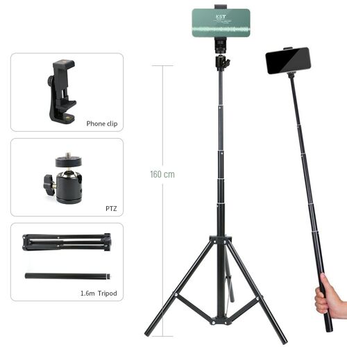Trépied de 1.6 m - Trépied À Vis Multifonction 1/4, Support Pour Iphone Gopro Xiaomi Huawei, 60 À 100mm, Photographie En Direct, Selfie, Lumière