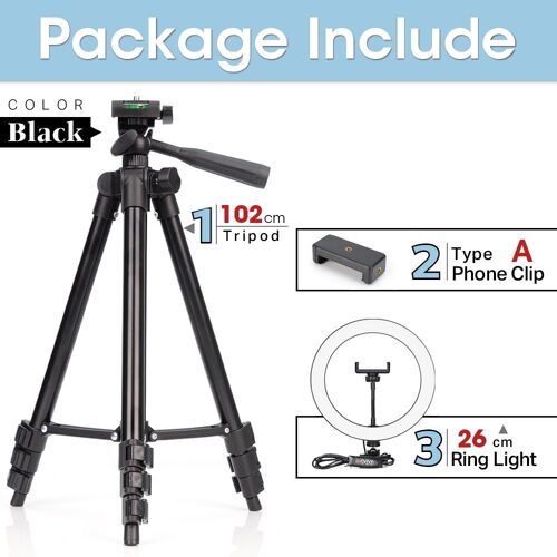 26cmlamp 2in1 b102cm - Ring Light With Tripod Dimmable Selfie Led Photography Light Mobile Holder Stand With Remote Control For Live Tiktok Youtube