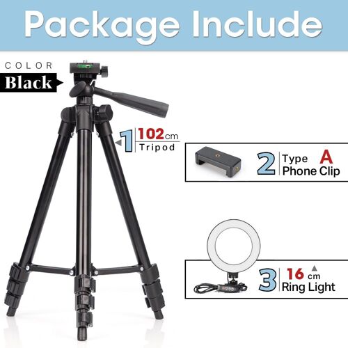 16cmlamp 2in1 b102cm - Ring Light With Tripod Dimmable Selfie Led Photography Light Mobile Holder Stand With Remote Control For Live Tiktok Youtube