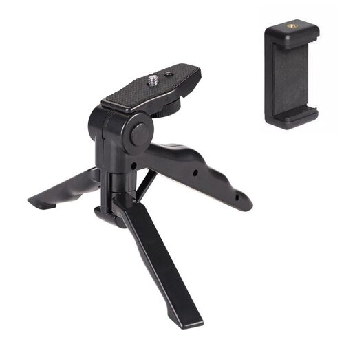 avec titulaire de téléphone - Mini trépied poignée stabilisateur support de trépied pliant avec support de téléphone pour GoPro caméra téléphones Action caméra accessoires