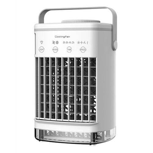 Refroidisseur d'air par évaporation pour chambre, climatiseur personnel, ventilateur de refroidissement, 4 vitesses de vent, 7 couleurs de lumière et 2 pulvérisations d'humidification