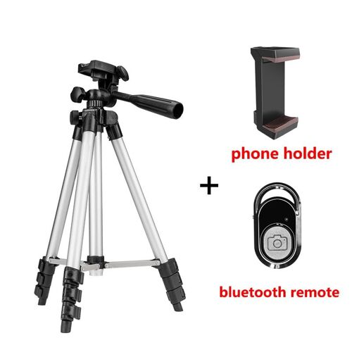 Remote du support d'argent - LEMFO trépied de téléphone professionnel pour enregistrement vidéo support de photographie pour Xiaomi HUAWEI iPhone Gopro avec télécommande Selfie