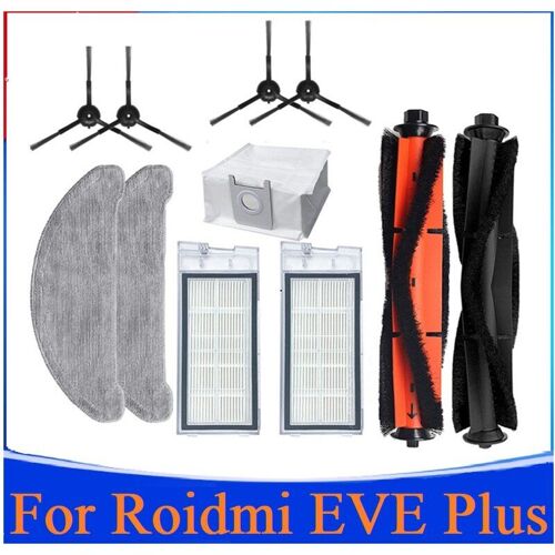 Kit de remplacement pour aspirateur Roidmi Eve Plus, 11 pièces, brosse latérale principale, filtre lavable, vadrouille, sac à poussière, accessoires