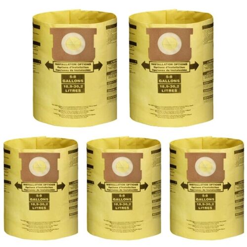 5 Pack Vide Sacs de Filtre À Poussière Pour 5-8 Gallons Shop Vac Aspirateurs à Sec Humide, 90661 906-61 9066100 90671 9067100,Etc