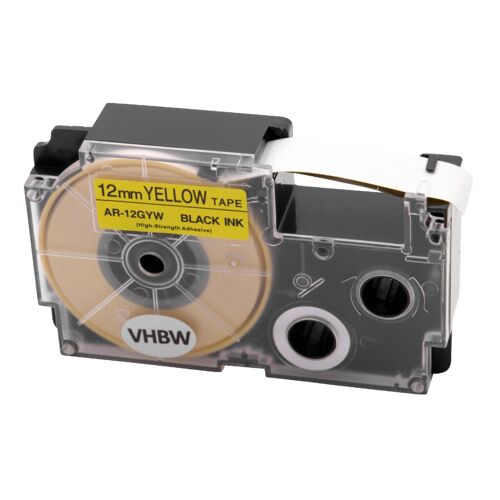 vhbw cassette cartouche 12mm noir sur jaune pour imprimante d¿étiquette Casio KL-300, KL-60, KL-7000, KL-70E, KL-750E, KL-780, KL-8100, KL-820