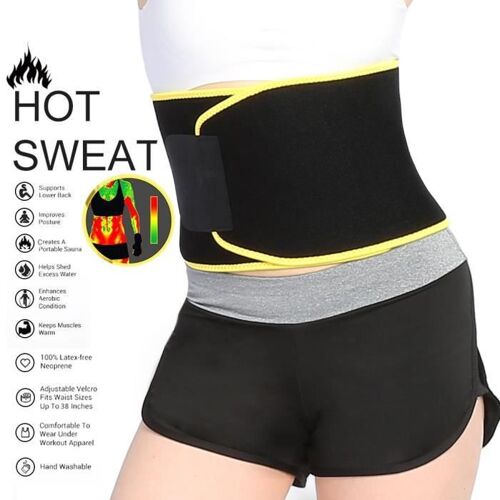 Ceinture De Sudation Pour Homme Et Femme Ceinture De Minceur Ajustable Réglable Pour Estomac, Jaune (Taille Jusqu'à 44in / 112cm)