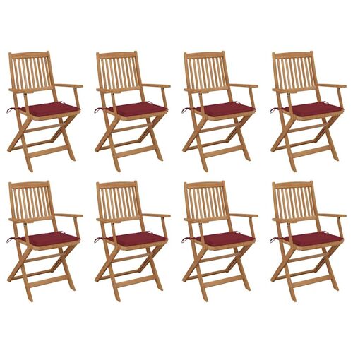 Vidaxl Chaises Pliables D'extérieur Et Coussins Lot De 8 Bois D'acacia