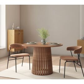Table à manger ronde 110cm en bois foncé LIV