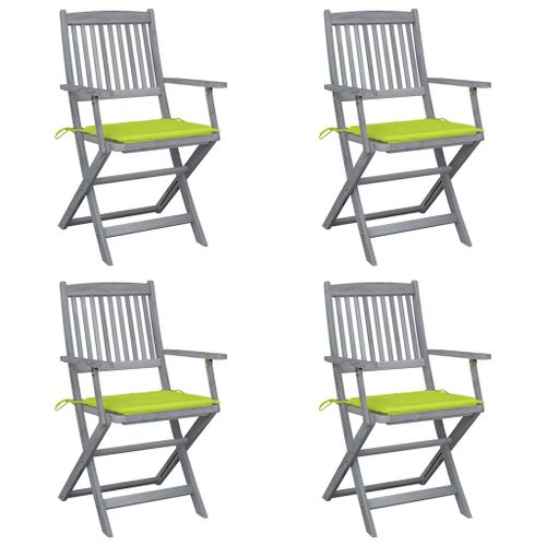 Vidaxl Chaises Pliables D'extérieur 4 Pcs Avec Coussins Bois D'acacia
