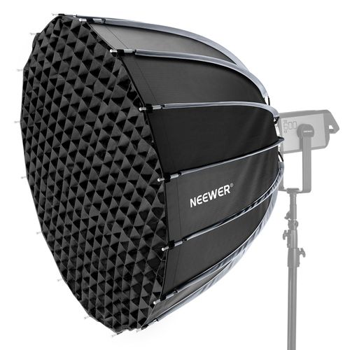 NEEWER Softbox Parabolique 120cm,Monture Bowens,Dégagement Rapide avec Diffuseurs/Grille/Sac pour Éclairage Continu CB60 CB200B MS60 MS150B Q4 Compatible avec Godox Compatible avec Aputure 600d,NS120P