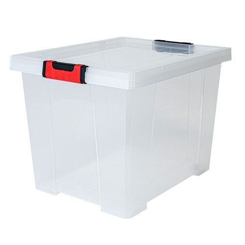 Boite de rangement avec couvercle Clipstock - 45L - naturel EDA PLASTIQUES