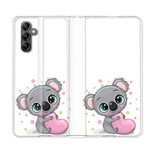 Housse Cuir Portefeuille Pour Samsung Galaxy S24 Fe Animal Koala C?ur