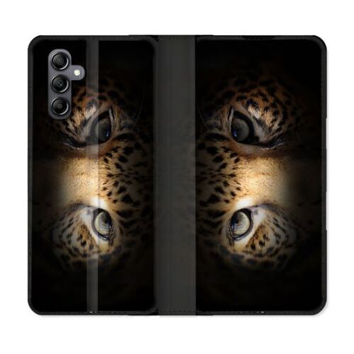 Housse Cuir Portefeuille Pour Samsung Galaxy A16 5g Animal Leopard Yeux