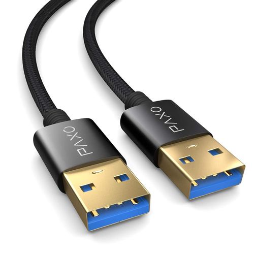 Câble USB 3.1 (USB 3.0) 2m Nylon mâle A vers mâle A, câble spécial, câble de connexion USB noir, fiche dorée