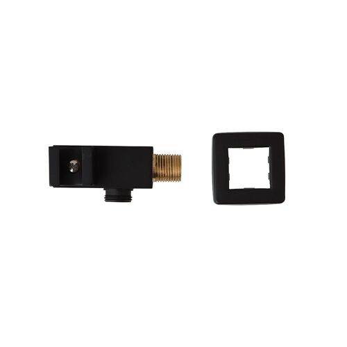 SUPPORT POUR POMMEAU DE DOUCHE AVEC PRISE D'EAU CARRÉE EN NOIR MAT